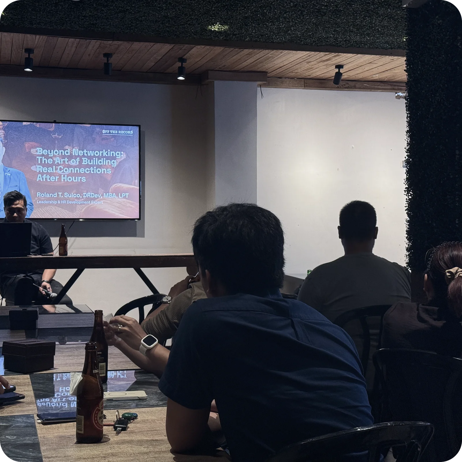 Off the Record — guests settling in as the talk begins