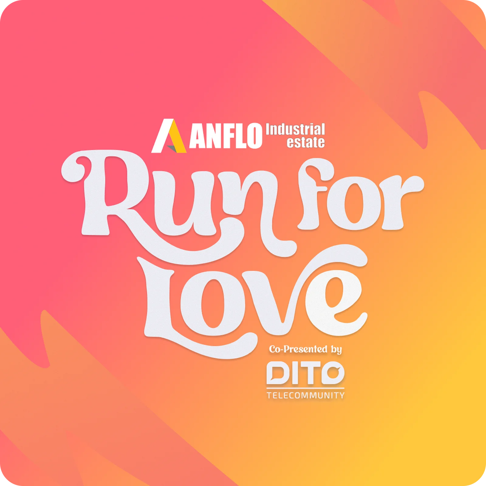 Run for Love — primary logo lockup with the ANFLO Industrial Estate and DITO marks