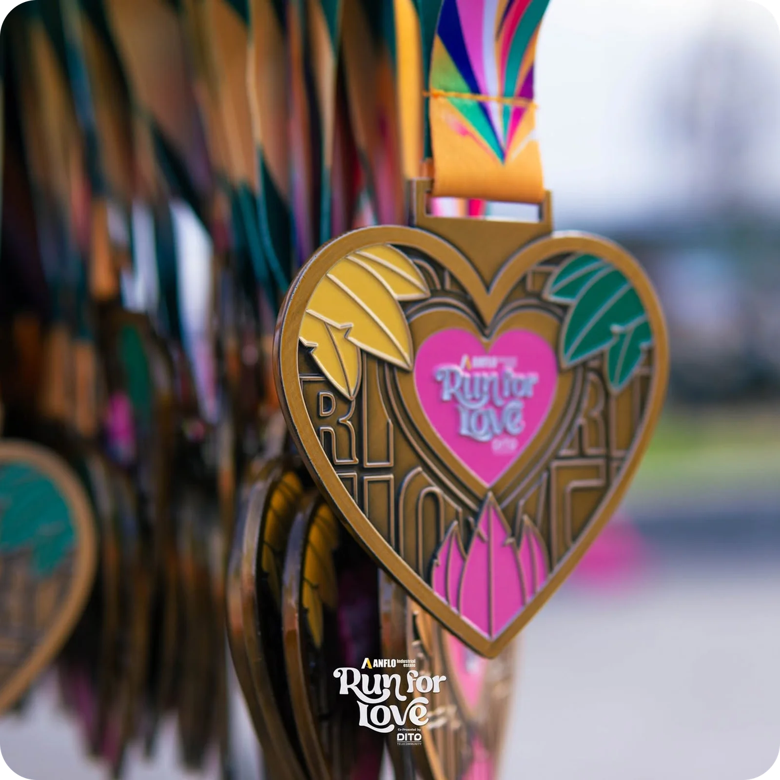 Run for Love — the heart-shaped finisher medal up close