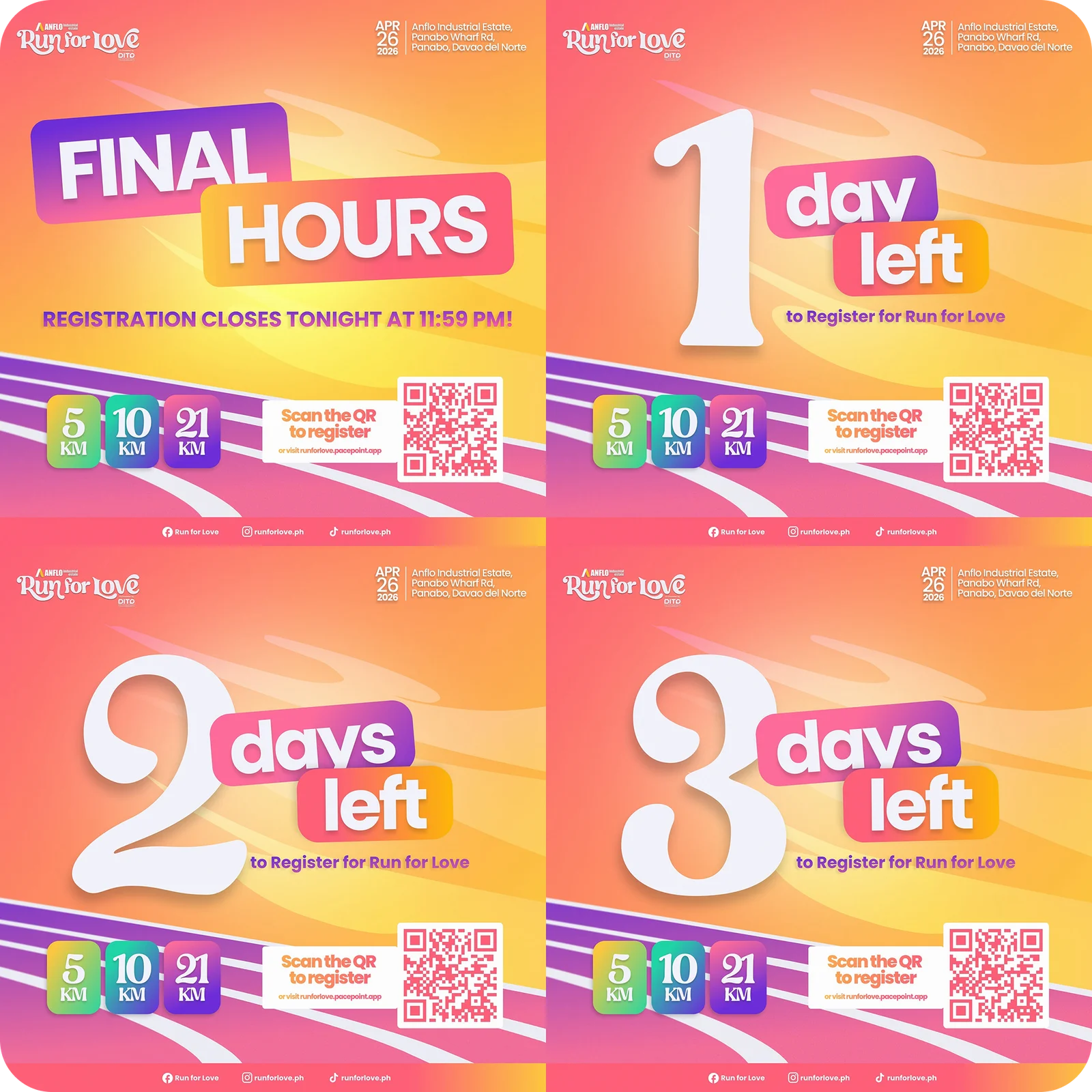 Run for Love — countdown post series: final hours and days left to register