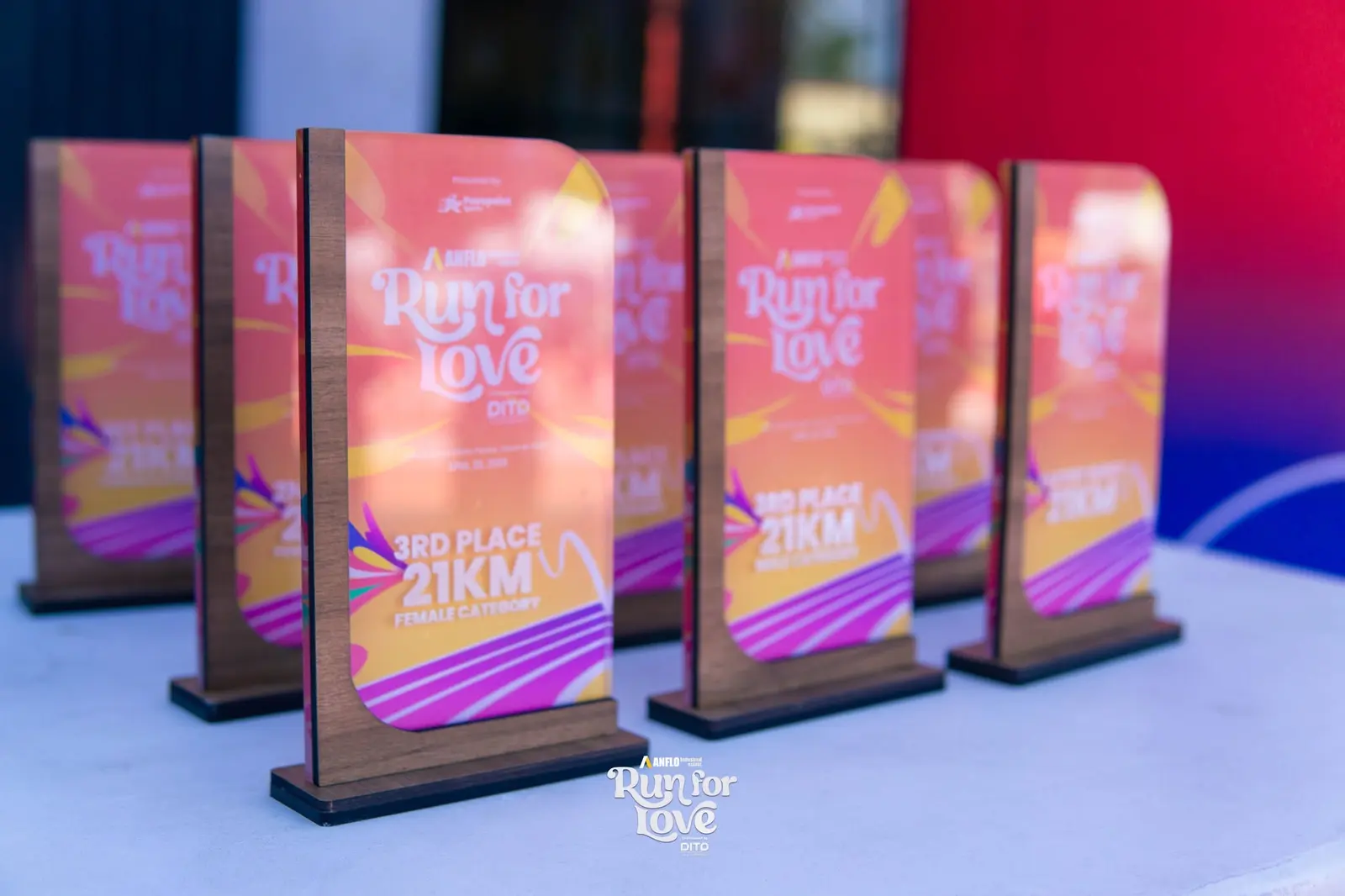 Run for Love — branded acrylic finisher trophies for the 21K podium placers
