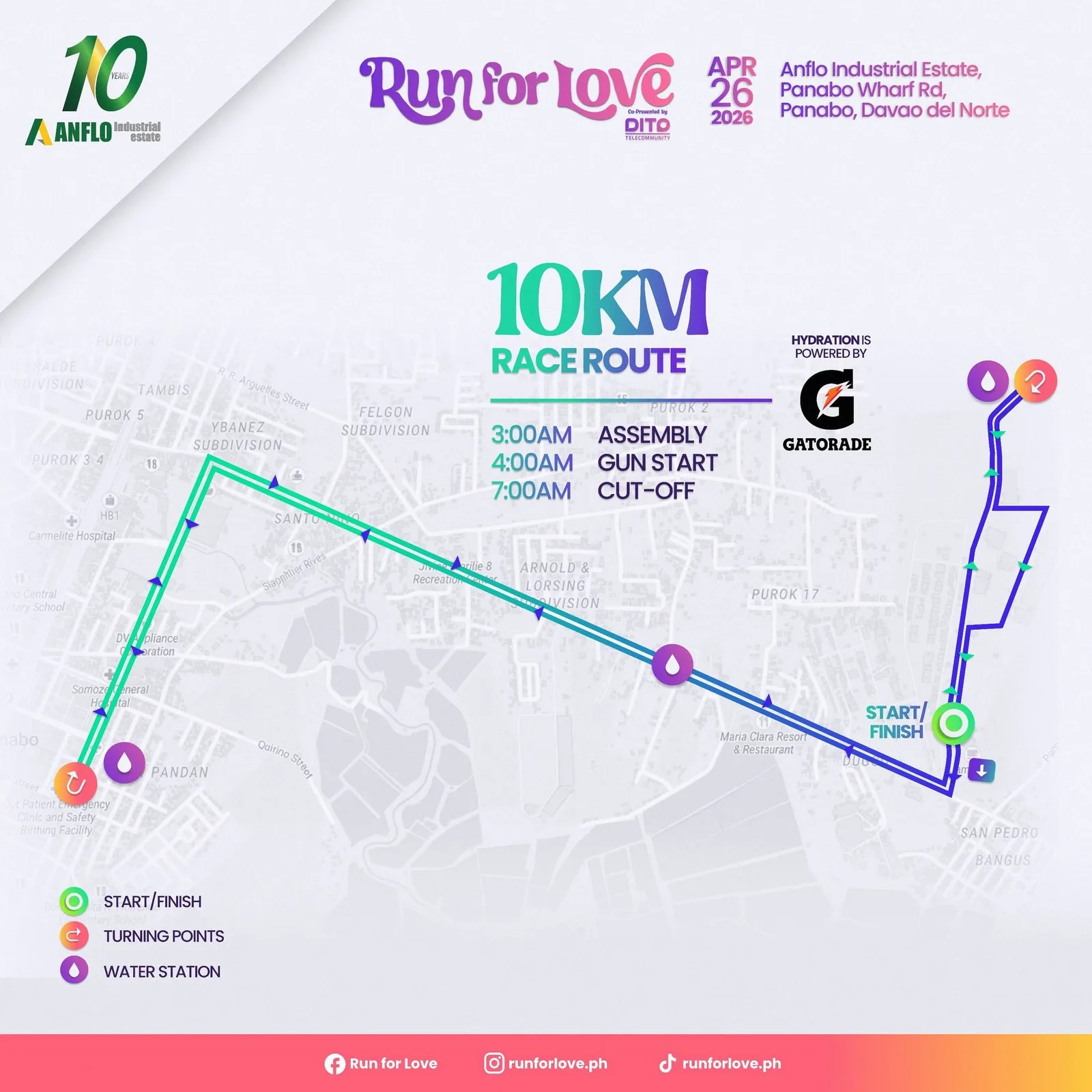 Run for Love — 10K race route map design