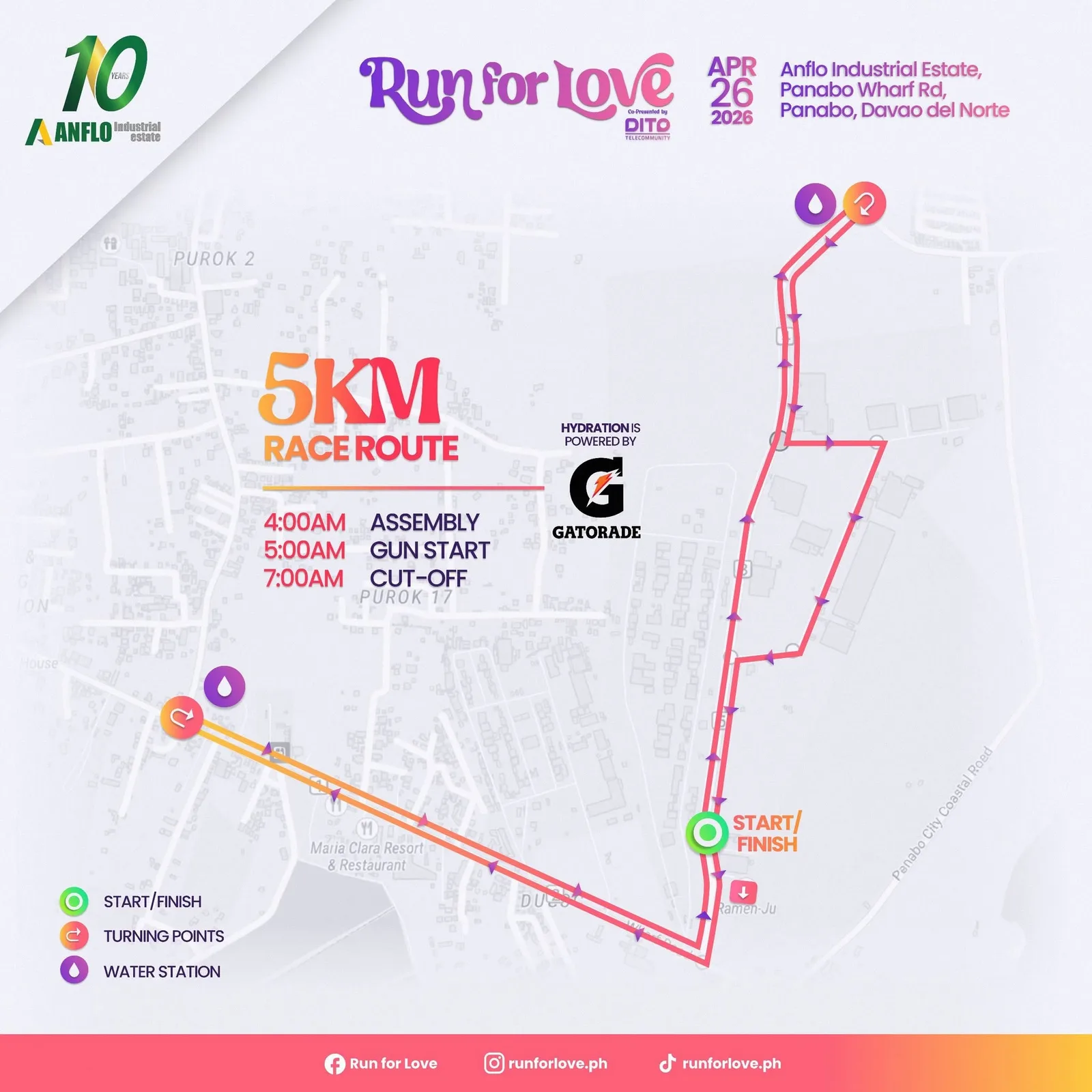 Run for Love — 5K race route map design